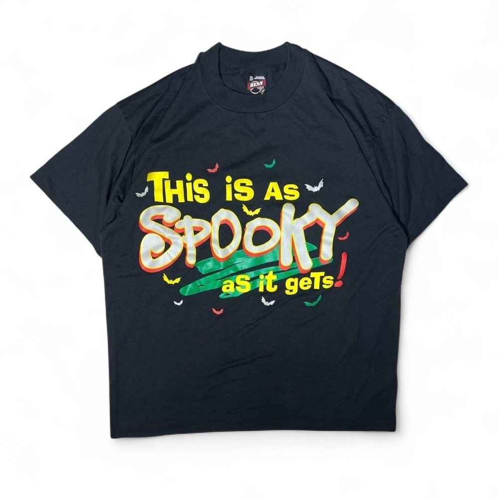 Vintage 90s Halloween T Shirt XL Single Stitch Spooky Graphic Black Tee